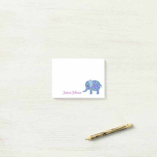 Speciaal Funny Blue Floral Elephant notitieblok Post-it® Notes (Op bureau)