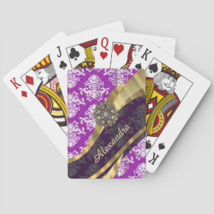 Speciaal  gaffelkast-paars demaspatroon pokerkaarten