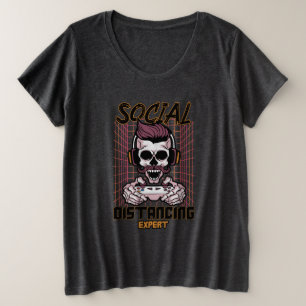 Speciaal gameontwerp met sociale afstanden grote maat t-shirt
