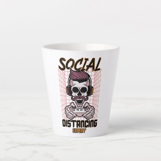 Speciaal gameontwerp met sociale afstanden latte mok (Voorkant)