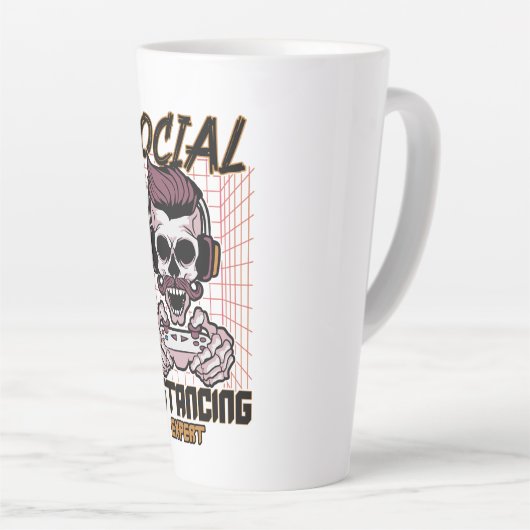 Speciaal gameontwerp met sociale afstanden latte mok (Rechterhoek)