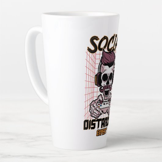 Speciaal gameontwerp met sociale afstanden latte mok (Linkerhoek)