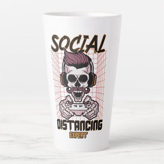 Speciaal gameontwerp met sociale afstanden latte mok (Voorkant)