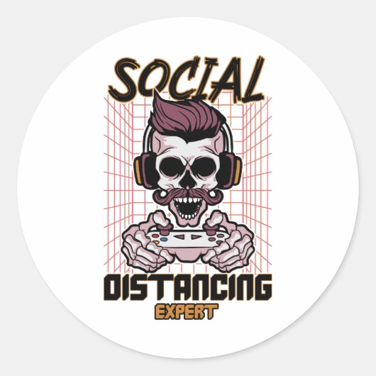 Speciaal gameontwerp met sociale afstanden ronde sticker (Voorkant)