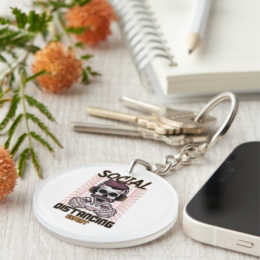 Speciaal gameontwerp met sociale afstanden sleutelhanger (Voorkant Rechts)