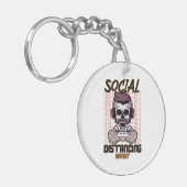 Speciaal gameontwerp met sociale afstanden sleutelhanger (Voorkant Links)