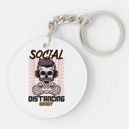 Speciaal gameontwerp met sociale afstanden sleutelhanger (Achterkant)