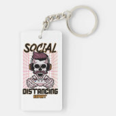 Speciaal gameontwerp met sociale afstanden sleutelhanger (achterkant)