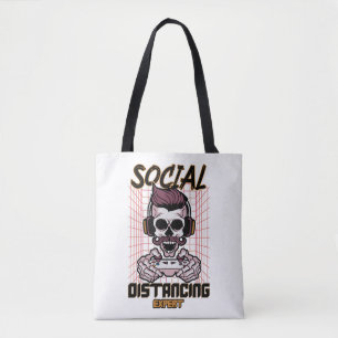 Speciaal gameontwerp met sociale afstanden tote bag