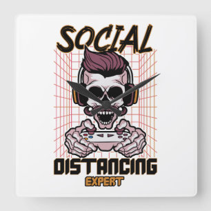Speciaal gameontwerp met sociale afstanden vierkante klok