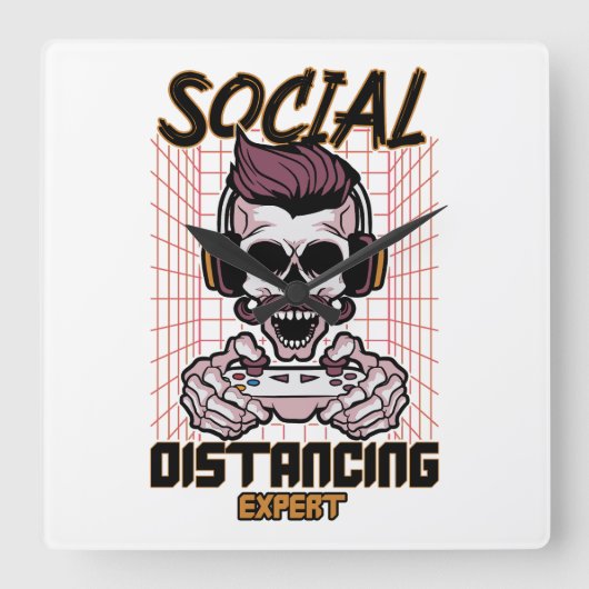 Speciaal gameontwerp met sociale afstanden vierkante klok (Voorkant)