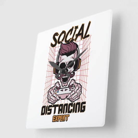 Speciaal gameontwerp met sociale afstanden vierkante klok (Hoek)