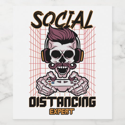 Speciaal gameontwerp met sociale afstanden wijn etiket (Enkel label)