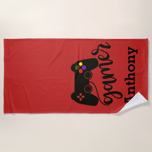 Speciaal gamer-videospelcontroller strandlaken (Voorkant)