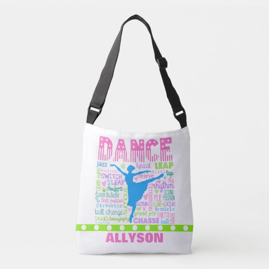 Speciaal gebundelde danserwoorden Typografie Crossbody Tas (Voorkant)