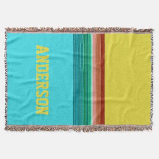 Speciaal geel blauw Multicolor Stripe Patroon Deken (Voorkant)