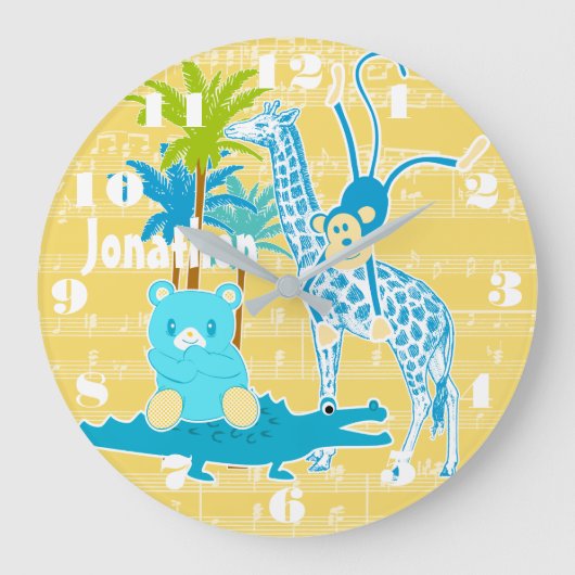 Speciaal geel blauw Oerwoud Grote Klok (Voorkant)