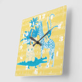 Speciaal geel blauw Oerwoud Vierkante Klok (Hoek)