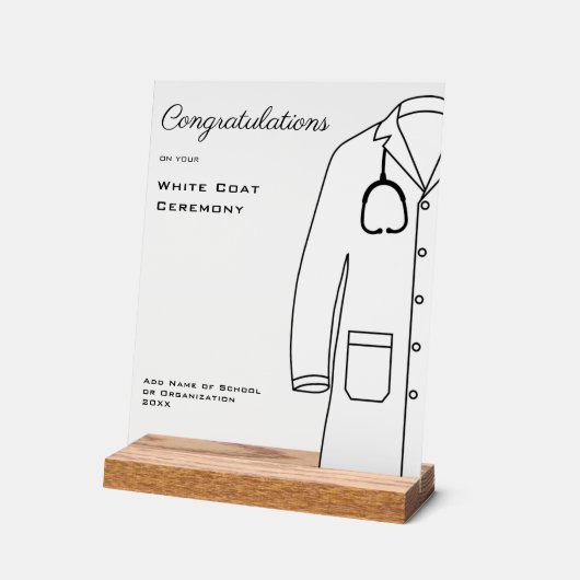 Speciaal gefeliciteerd White Coat Ceremony Acryl Bord (Hoek)