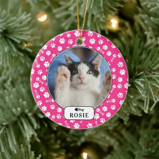 Speciaal gekat visbont en foto's van pet keramisch ornament (Boom)