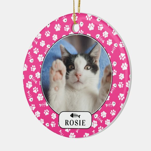 Speciaal gekat visbont en foto's van pet keramisch ornament (Links)