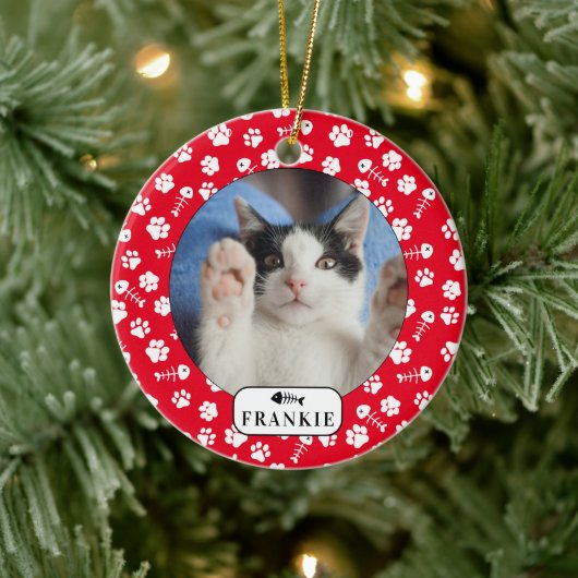Speciaal gekat visbont en foto's van pet keramisch ornament (Boom)