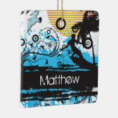 Speciaal gekromde kerst met surfstrand keramisch ornament (Rechts)