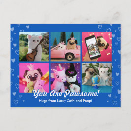 Speciaal geluid blauwe hoofdfoto Plushiemail Briefkaart