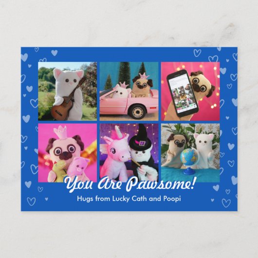 Speciaal geluid blauwe hoofdfoto Plushiemail Briefkaart (Voorkant)