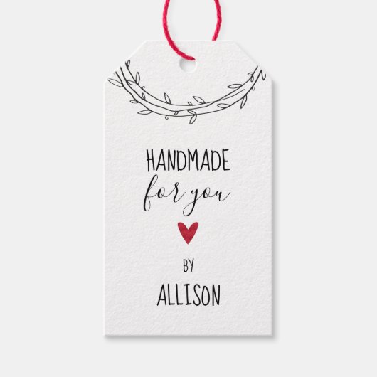 Speciaal geluid "Handmade for you" Kraft Cadeaulabel (Voorkant)