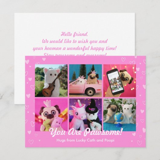 Speciaal geluid met draaiende roze harten Foto Briefkaart (Voorkant / Achterkant)