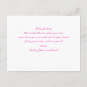 Speciaal geluid met draaiende roze harten Foto Briefkaart (Achterkant)