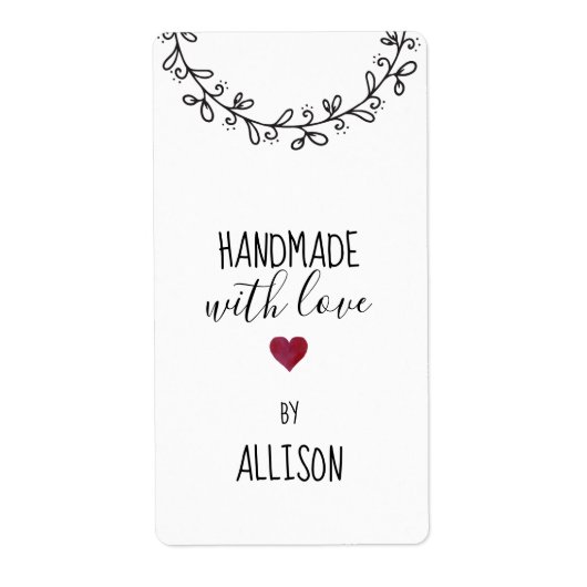 Speciaal gemaakt handgemaakt met Love Red Heart | Etiket (Voorkant)