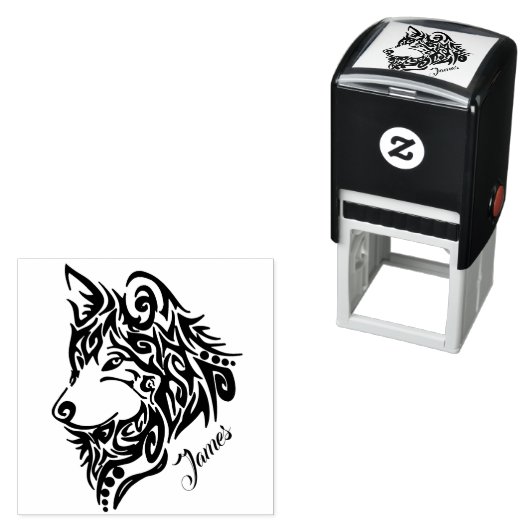 Speciaal gemaakt James Tribal Wolf met naam Zelfinktende Stempel (In situ)