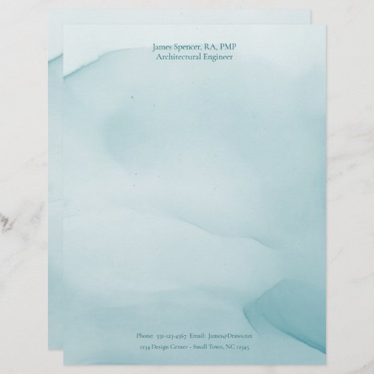 Speciaal gemaakt modern blauw inktontwerp briefhoofd (Voorkant / Achterkant)