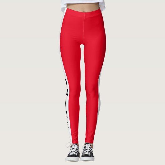 Speciaal gemaakt, stijlvol, grafisch rood wit leggings (Voorkant)