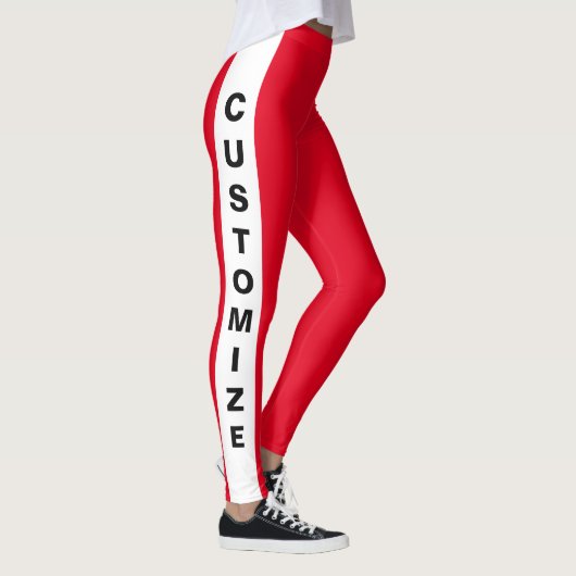 Speciaal gemaakt, stijlvol, grafisch rood wit leggings (Rechts)