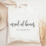 Speciaal gemaakt van het Manuscript van het Handsc Tote Bag<br><div class="desc">Deze eenvoudige,  elegante canvas tas kenmerkt de woorden "het dienstmeisje van eer"in het handschrift van de houtskool grijs. Pas het aan met haar naam in sans serif doopvont. Maakt een perfect bruidsmeisje cadeau!</div>