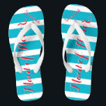 Speciaal gemaakt van Honor Aqua of elke kleur Teenslippers<br><div class="desc">Zee Blue Aqua Stripes Patroon - Wijzigen in elke kleur door op Aanpassen te klikken. En zeg alles wat je maar wilt. Maak deze van een soort teenslipper met UW bericht op hen. Wees het praatje over het strand!</div>