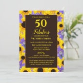 Speciaal gepersonaliseerd 50- en Paarse Floral Kaart (Staand voorkant)
