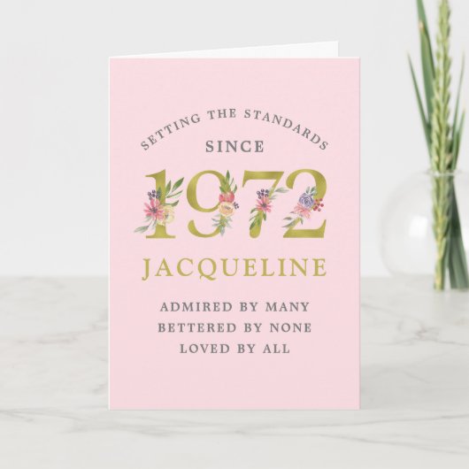Speciaal gepersonaliseerd 50e verjaardag 1972 Roze Kaart (Voorkant)