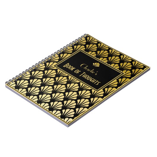 Speciaal gepersonaliseerd art Deco Fan Pattern Bla Notitieboek (Linkerzijde)