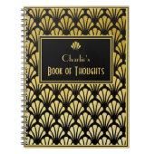 Speciaal gepersonaliseerd art Deco Fan Pattern Bla Notitieboek (Voorkant)