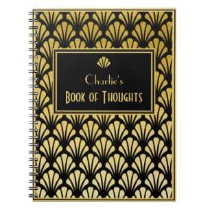 Speciaal gepersonaliseerd art Deco Fan Pattern Bla Notitieboek