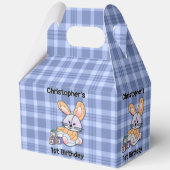 Speciaal gepersonaliseerd blauw geplakt zursery ar bedankdoosjes (Voorkant)