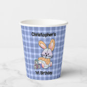 Speciaal gepersonaliseerd blauw geplakt zursery ar papieren bekers (Achterkant)