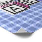 Speciaal gepersonaliseerd blauw geplakt zursery ar poster (Hoek)