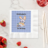 Speciaal gepersonaliseerd blauw geplakt zursery ar servet (Insitu)