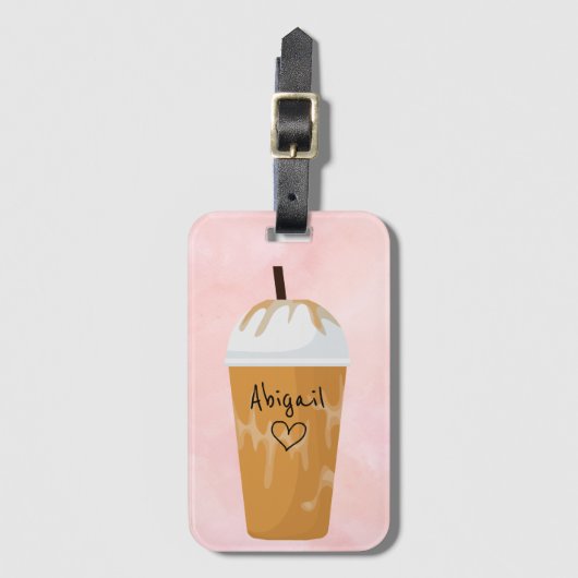 Speciaal gepersonaliseerd chic Coffee Trendy roze Bagagelabel (Voorkant (verticaal))