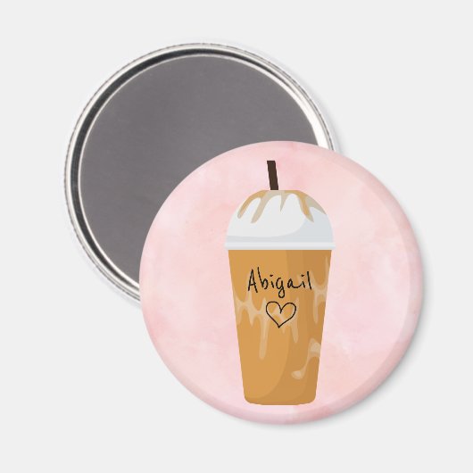 Speciaal gepersonaliseerd chic Coffee Trendy roze Magneet (Voorkant / Achterkant)